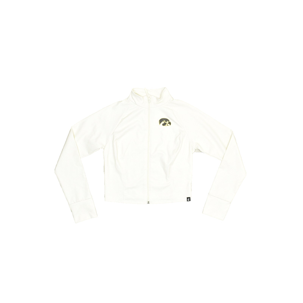 NEW Certo Women's Cropped Full Zip Ribbed Athletic Jacket Bone Size M